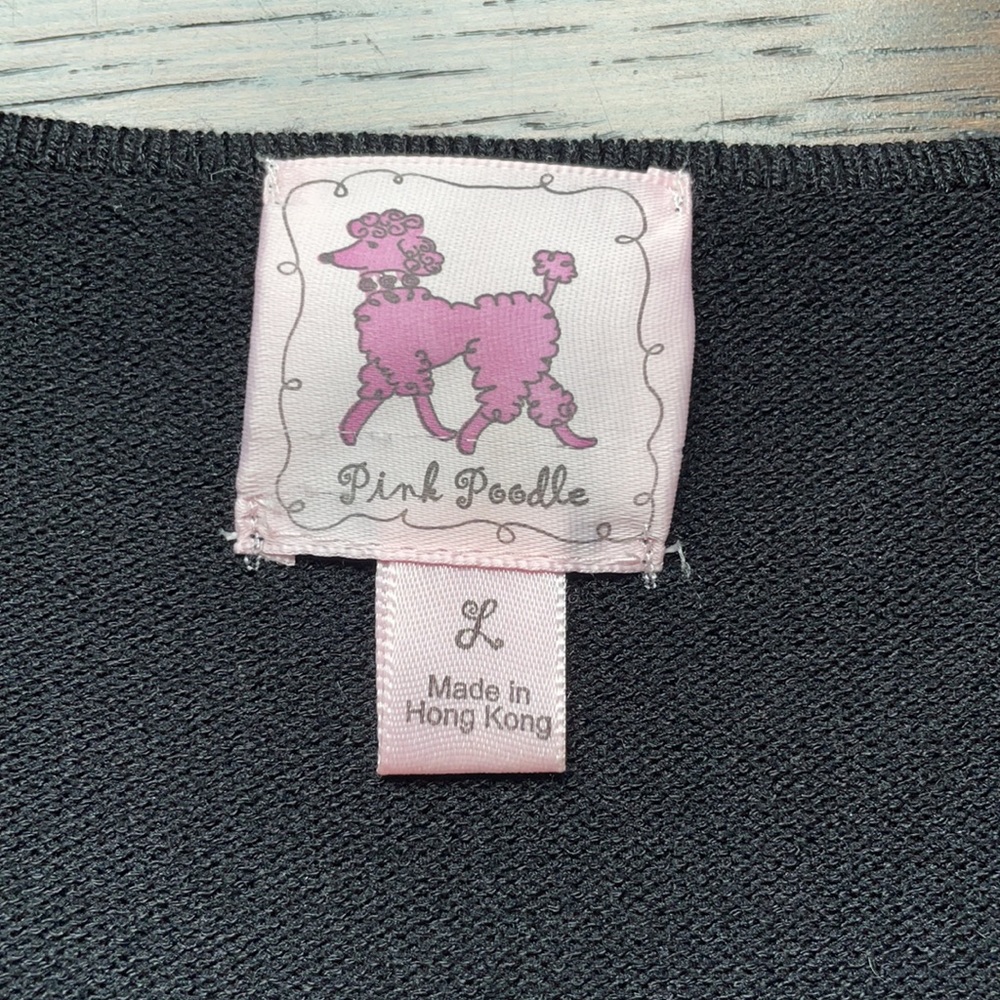 Pink Poodle black rose floral necklace lightweight - Picture 7 of 9
